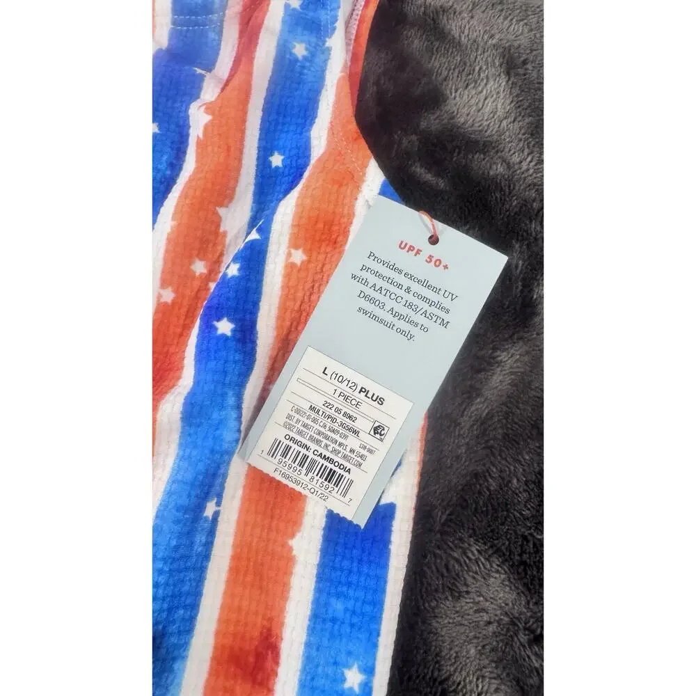 Girl's One Piece Swimsuit,Red, White, Blue patriotic.4th Of July L 10/12 NWT - Picture 4 of 8